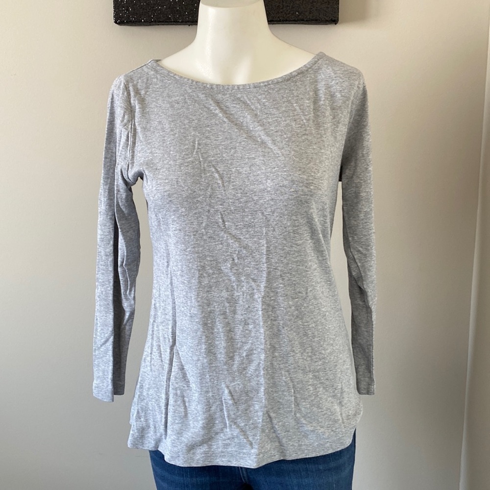 Vineyard Vines Solid Boatneck Simple Tee Gray Hea… - image 1